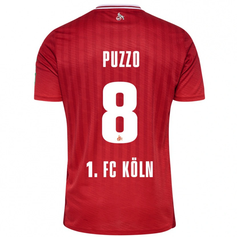 Danxen Kinderen Alessandro Puzzo #8 Rood Wit Uitshirt Uittenue 2025/26 T-Shirt