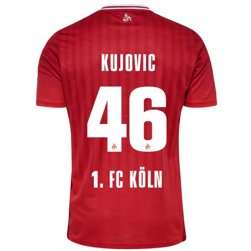 Danxen Kinderen Emin Kujovic #46 Rood Wit Uitshirt Uittenue 2025/26 T-Shirt