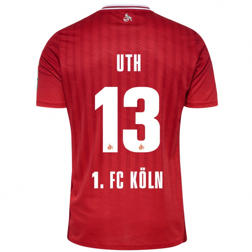 Danxen Kinderen Mark Uth #13 Rood Wit Uitshirt Uittenue 2025/26 T-Shirt