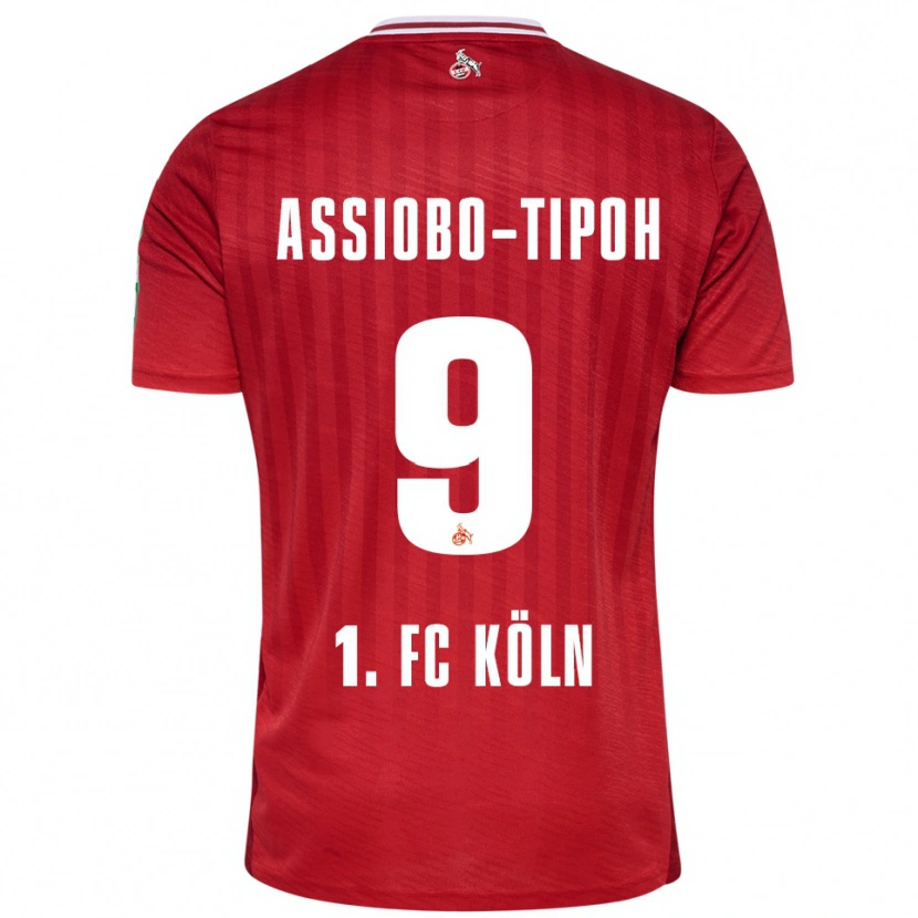 Danxen Kinderen Elfried Assiobo-Tipoh #9 Rood Wit Uitshirt Uittenue 2025/26 T-Shirt