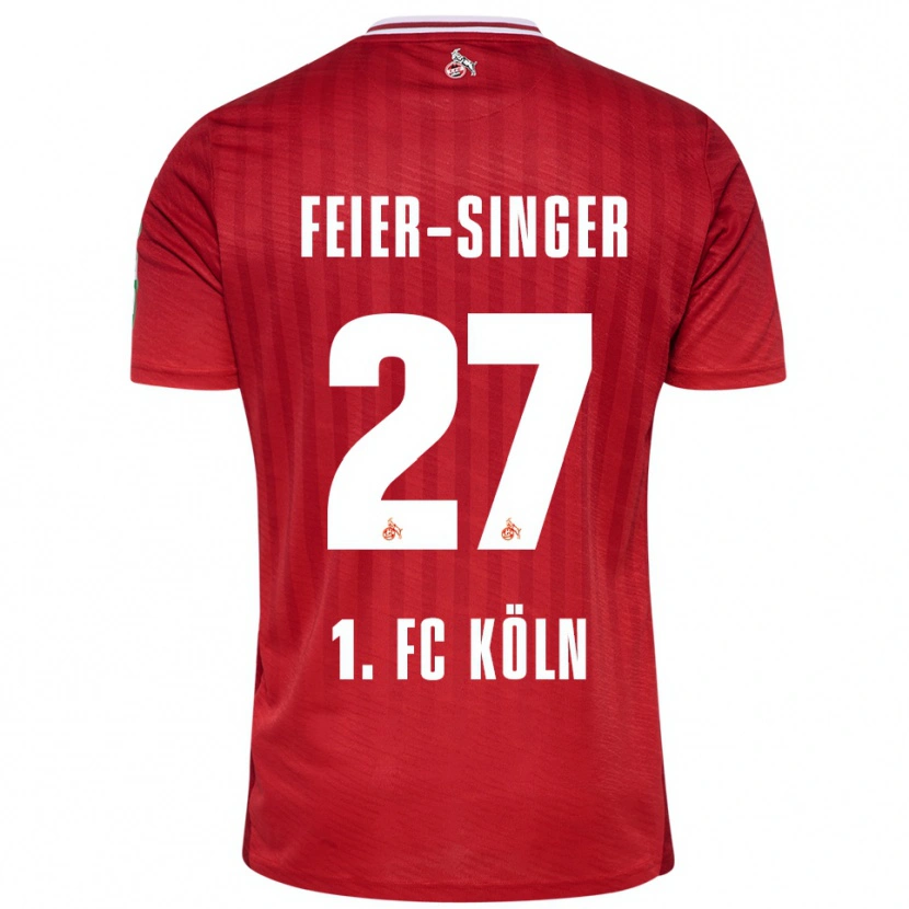 Danxen Kinderen Laura Feier-Singer #27 Rood Wit Uitshirt Uittenue 2025/26 T-Shirt