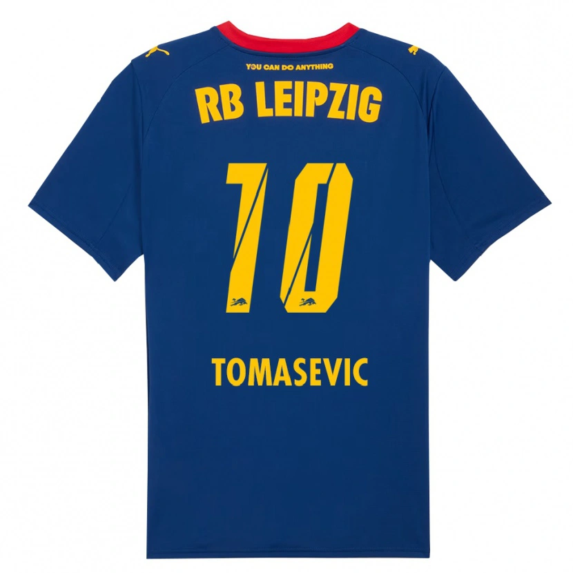 Danxen Kinderen Niko Tomasevic #10 Marineblauw Rood Uitshirt Uittenue 2025/26 T-Shirt