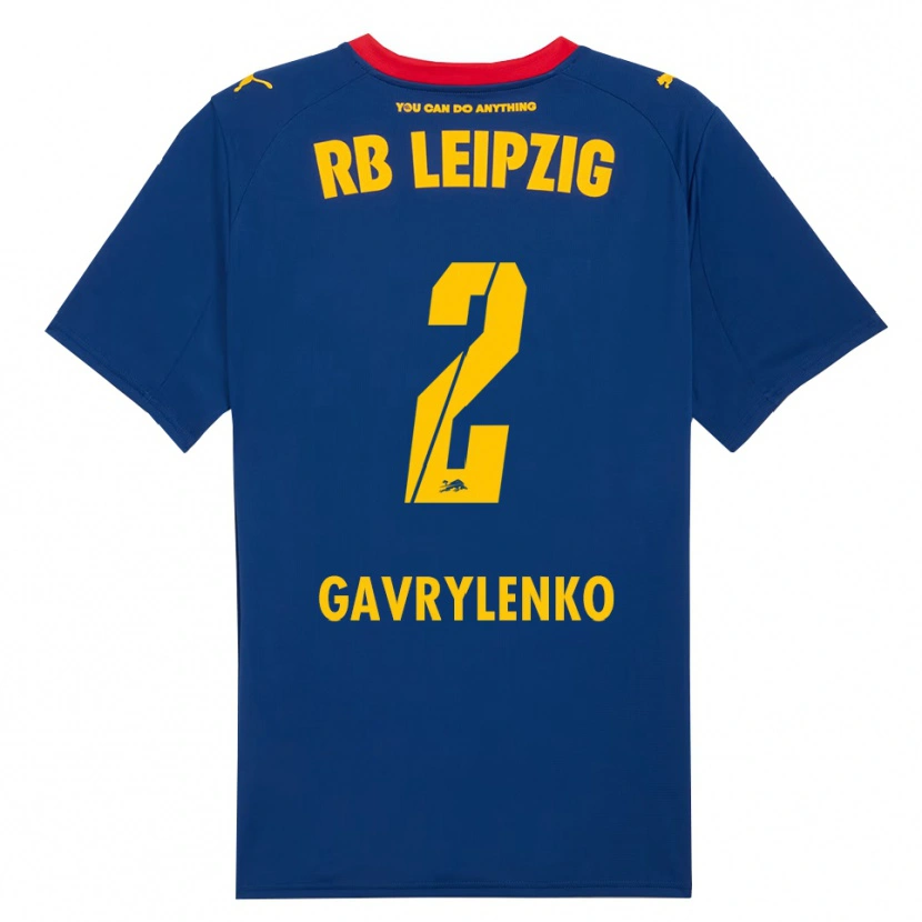 Danxen Kinderen Oleksandr Gavrylenko #2 Marineblauw Rood Uitshirt Uittenue 2025/26 T-Shirt