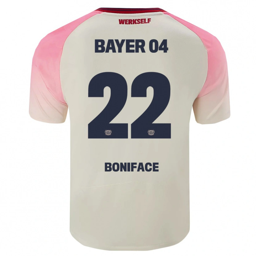 Danxen Kinderen Victor Boniface #22 Roze Gebroken Wit Uitshirt Uittenue 2025/26 T-Shirt