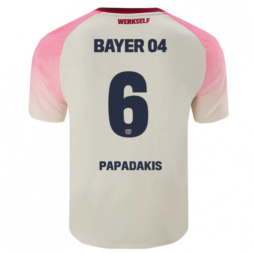 Danxen Kinderen Konstantinos Papadakis #6 Roze Gebroken Wit Uitshirt Uittenue 2025/26 T-Shirt