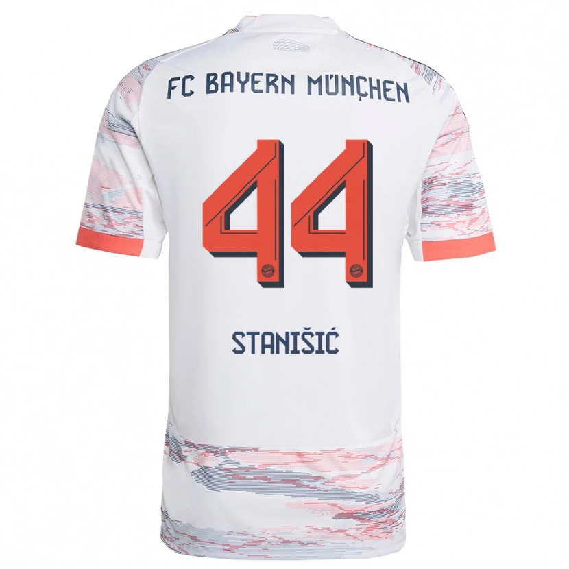 Danxen Kinderen Josip Stanisic #44 Wit Grijs Uitshirt Uittenue 2025/26 T-Shirt