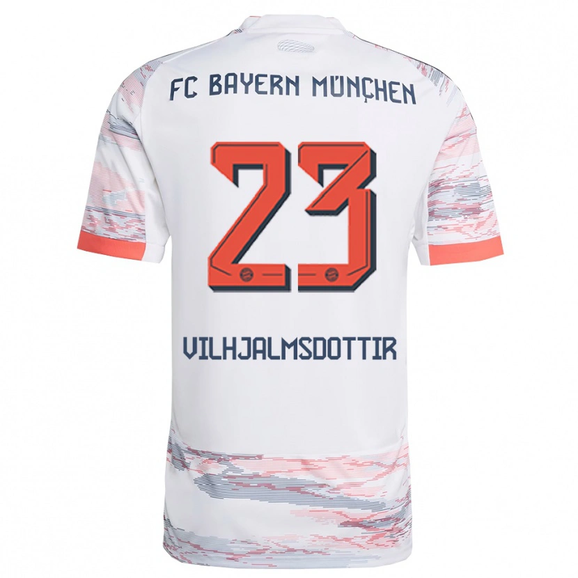 Danxen Kinderen Karolina Lea Vilhjalmsdottir #23 Wit Grijs Uitshirt Uittenue 2025/26 T-Shirt