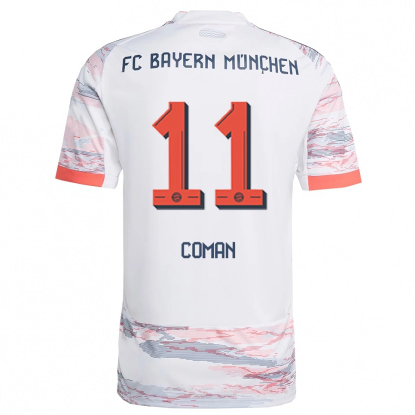 Danxen Kinderen Kingsley Coman #11 Wit Grijs Uitshirt Uittenue 2025/26 T-Shirt
