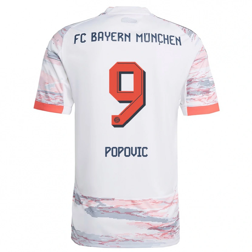 Danxen Kinderen Marko Popovic #9 Wit Grijs Uitshirt Uittenue 2025/26 T-Shirt