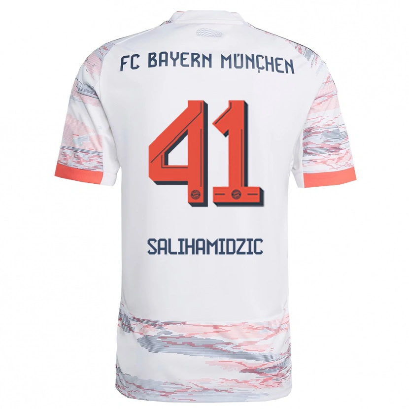 Danxen Kinderen Nick Salihamidzic #41 Wit Grijs Uitshirt Uittenue 2025/26 T-Shirt