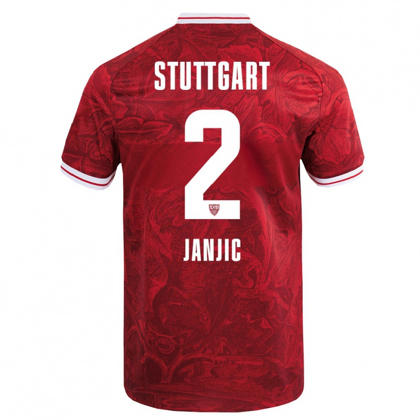 Danxen Kinderen Antonijo Janjic #2 Rood Zwart Uitshirt Uittenue 2025/26 T-Shirt