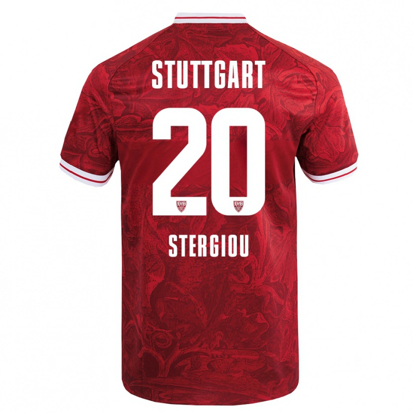 Danxen Kinderen Leonidas Stergiou #20 Rood Zwart Uitshirt Uittenue 2025/26 T-Shirt