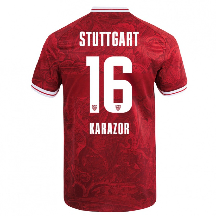 Danxen Kinderen Atakan Karazor #16 Rood Zwart Uitshirt Uittenue 2025/26 T-Shirt