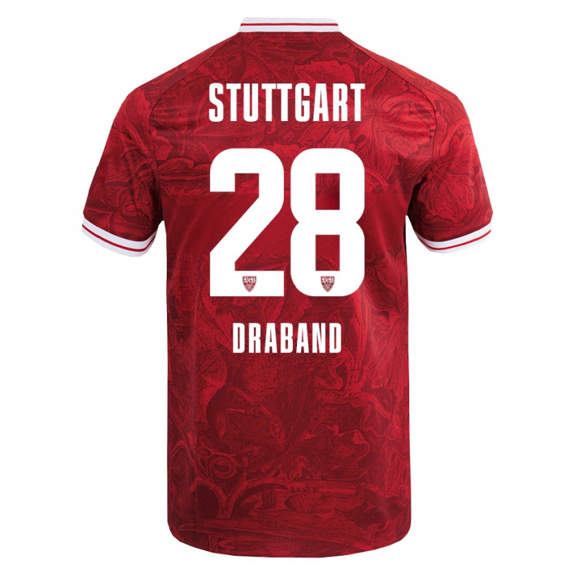 Danxen Kinderen Dominik Draband #28 Rood Zwart Uitshirt Uittenue 2025/26 T-Shirt