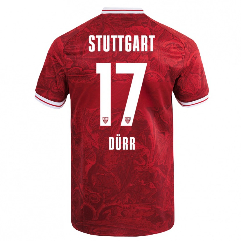 Danxen Kinderen Muriel Dürr #17 Rood Zwart Uitshirt Uittenue 2025/26 T-Shirt