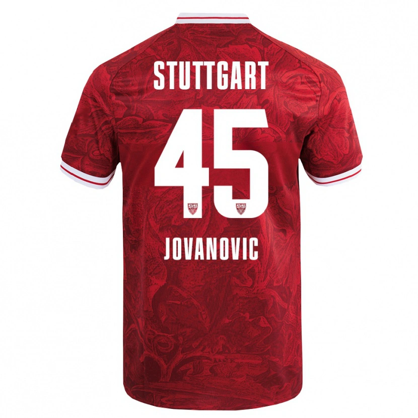 Danxen Kinderen Lazar Jovanovic #45 Rood Zwart Uitshirt Uittenue 2025/26 T-Shirt