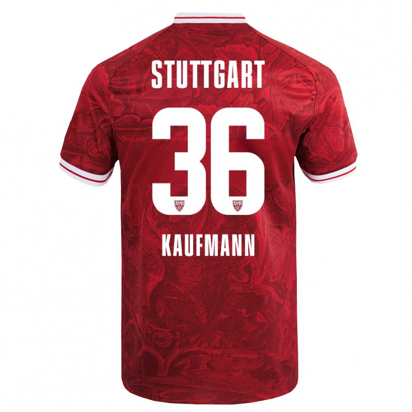 Danxen Kinderen Tino Kaufmann #36 Rood Zwart Uitshirt Uittenue 2025/26 T-Shirt