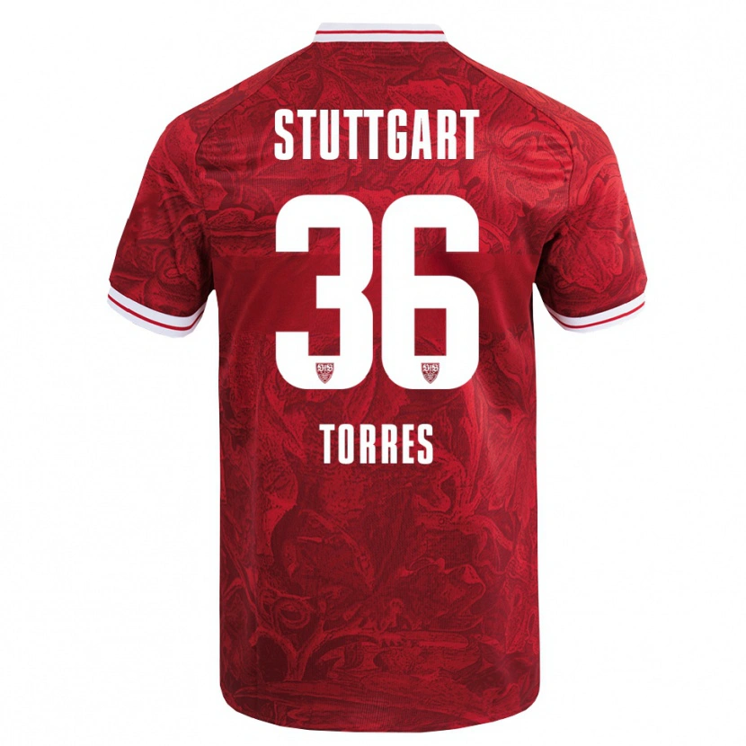 Danxen Kinderen Yohann Torres #36 Rood Zwart Uitshirt Uittenue 2025/26 T-Shirt