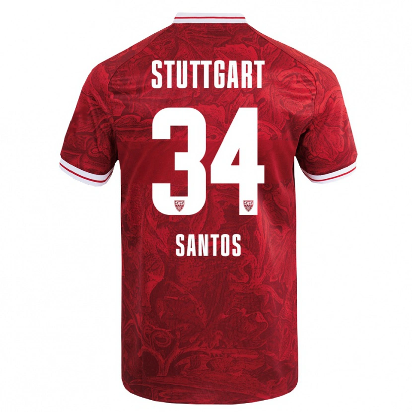 Danxen Kinderen Tom Santos #34 Rood Zwart Uitshirt Uittenue 2025/26 T-Shirt