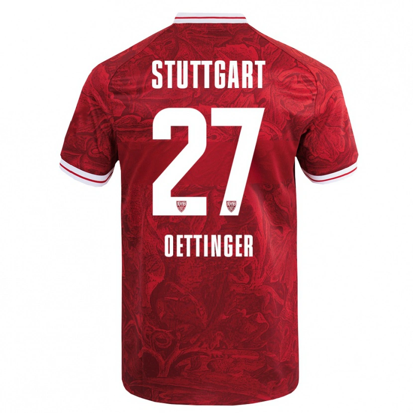 Danxen Kinderen Jannik Oettinger #27 Rood Zwart Uitshirt Uittenue 2025/26 T-Shirt