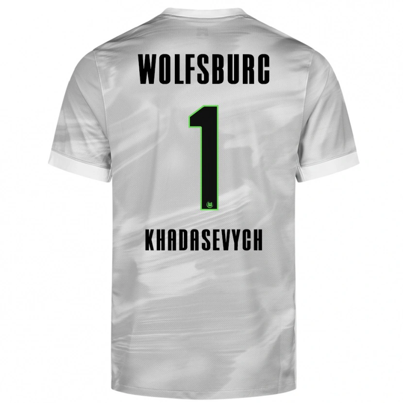 Danxen Kinderen Kyrylo Khadasevych #1 Grijs Wit Uitshirt Uittenue 2025/26 T-Shirt