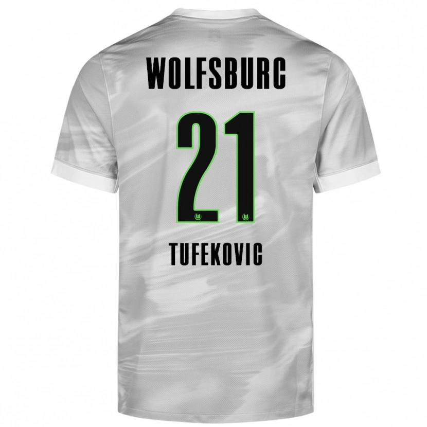 Danxen Kinderen Martina Tufekovic #21 Grijs Wit Uitshirt Uittenue 2025/26 T-Shirt