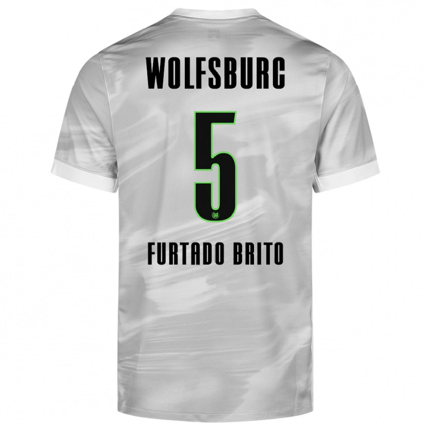 Danxen Kinderen Dinaylo Furtado Brito #5 Grijs Wit Uitshirt Uittenue 2025/26 T-Shirt
