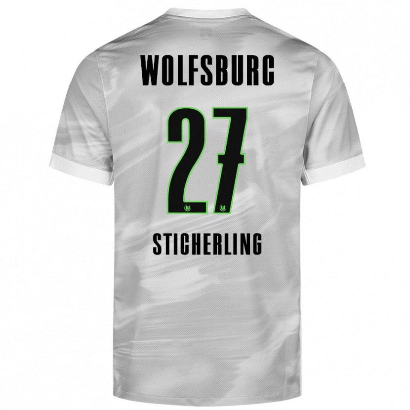Danxen Kinderen Carl-Anton Sticherling #27 Grijs Wit Uitshirt Uittenue 2025/26 T-Shirt
