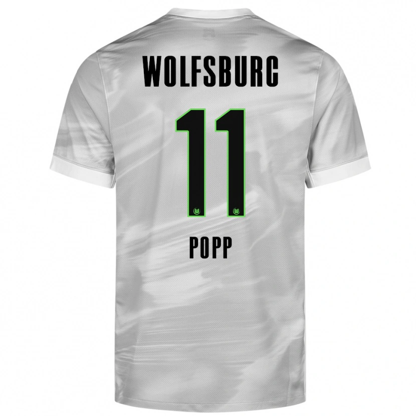 Danxen Kinderen Alexandra Popp #11 Grijs Wit Uitshirt Uittenue 2025/26 T-Shirt