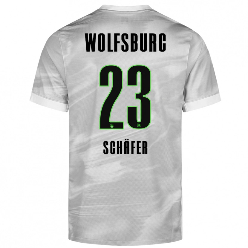 Danxen Kinderen Elia Schäfer #23 Grijs Wit Uitshirt Uittenue 2025/26 T-Shirt