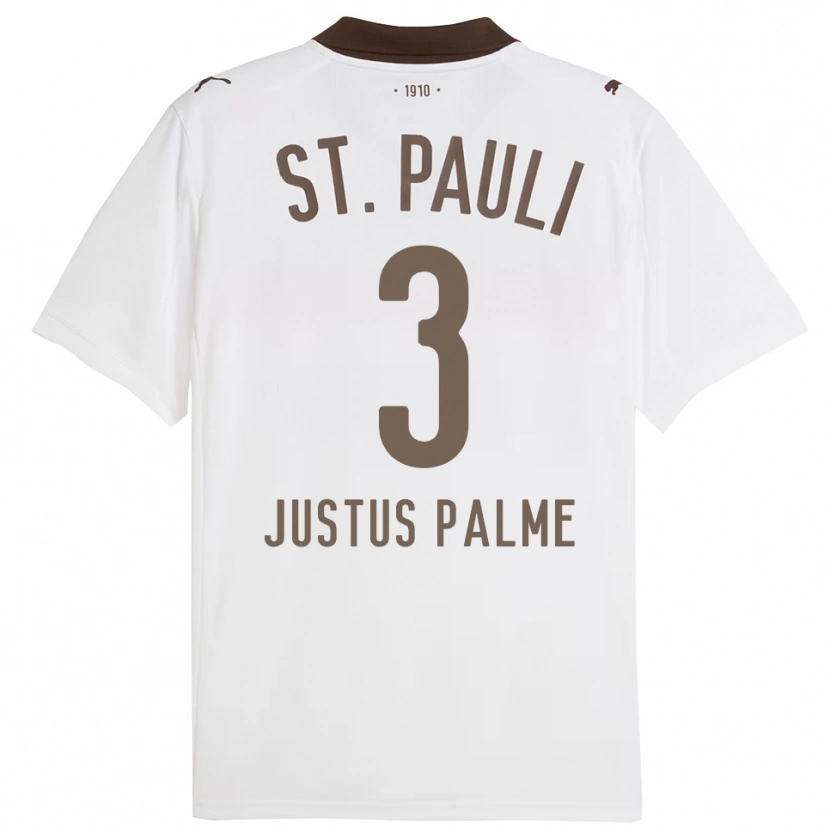 Danxen Kinderen Johannes Justus Palme #3 Wit Rood Uitshirt Uittenue 2025/26 T-Shirt