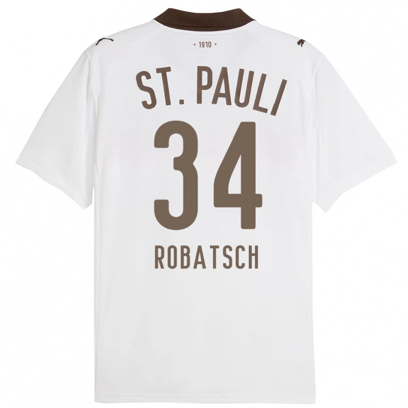Danxen Kinderen Jannik Robatsch #34 Wit Rood Uitshirt Uittenue 2025/26 T-Shirt