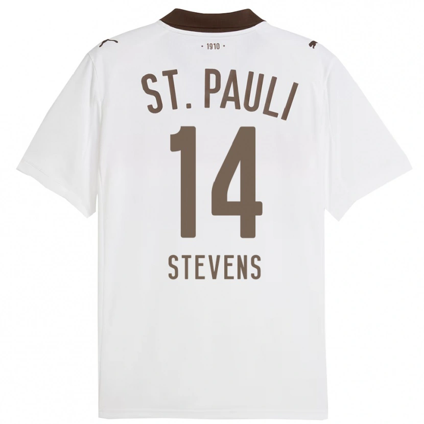 Danxen Kinderen Fin Stevens #14 Wit Rood Uitshirt Uittenue 2025/26 T-Shirt