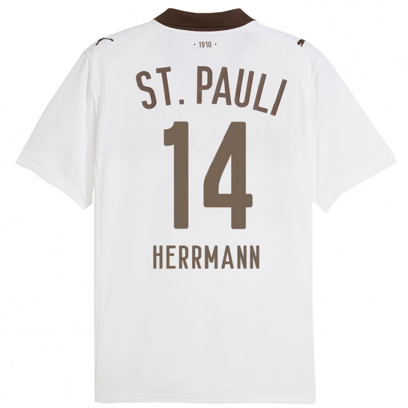 Danxen Kinderen Mats Herrmann #14 Wit Rood Uitshirt Uittenue 2025/26 T-Shirt