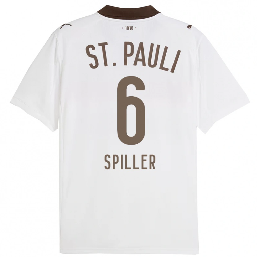 Danxen Kinderen Nele Spiller #6 Wit Rood Uitshirt Uittenue 2025/26 T-Shirt