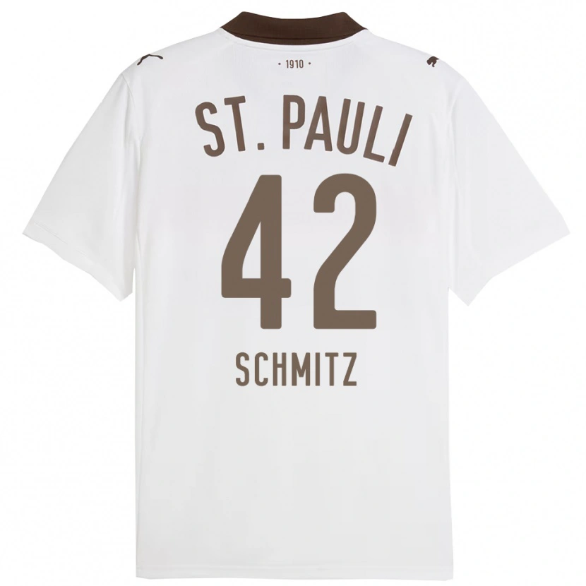 Danxen Kinderen Marwin Schmitz #42 Wit Rood Uitshirt Uittenue 2025/26 T-Shirt