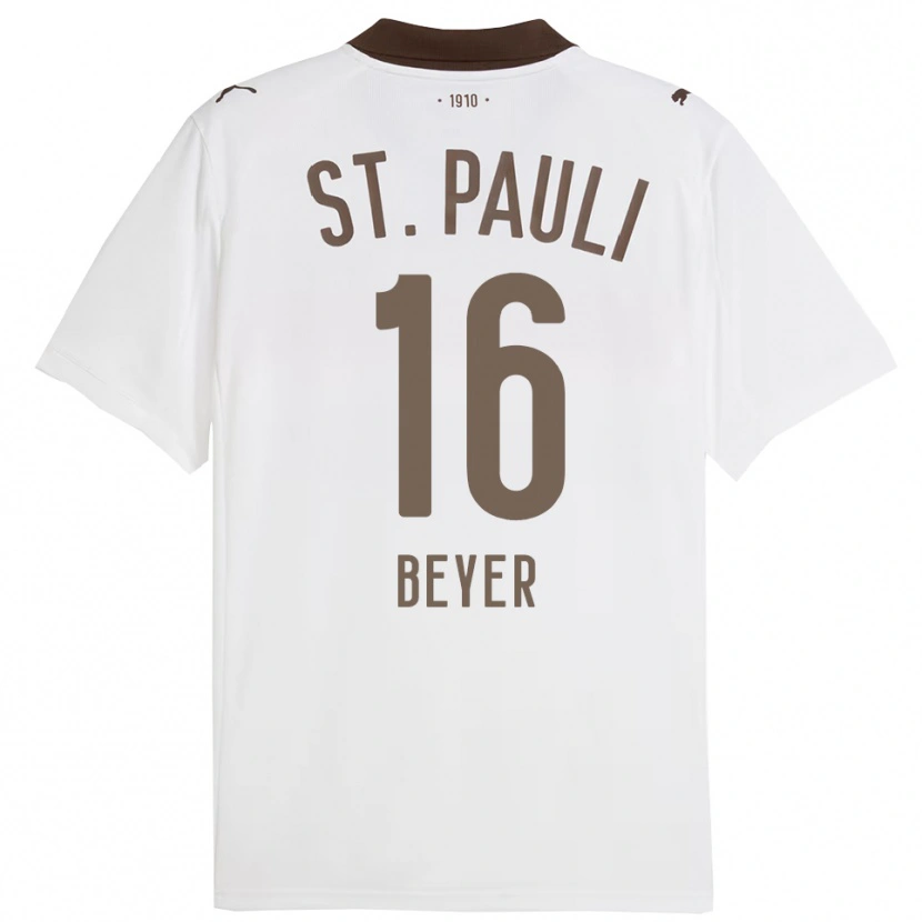 Danxen Kinderen Lasse Beyer #16 Wit Rood Uitshirt Uittenue 2025/26 T-Shirt