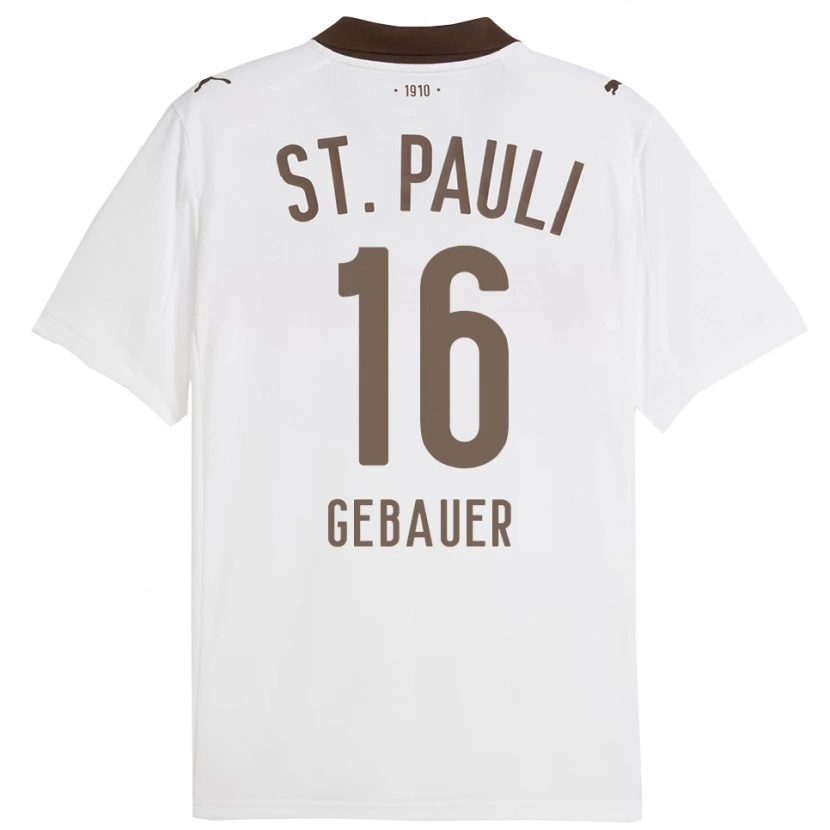 Danxen Kinderen Florian Gebauer #16 Wit Rood Uitshirt Uittenue 2025/26 T-Shirt