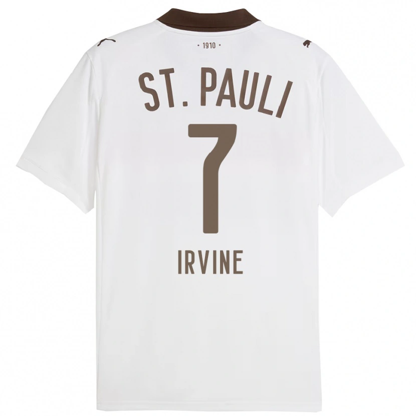 Danxen Kinderen Jackson Irvine #7 Wit Rood Uitshirt Uittenue 2025/26 T-Shirt