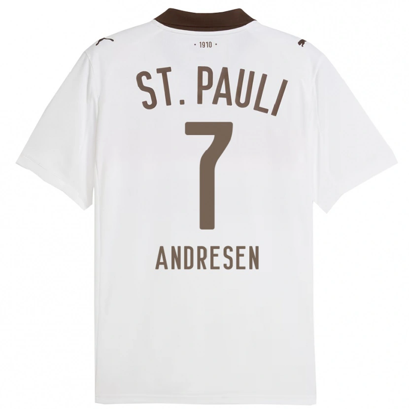 Danxen Kinderen Jan Andresen #7 Wit Rood Uitshirt Uittenue 2025/26 T-Shirt