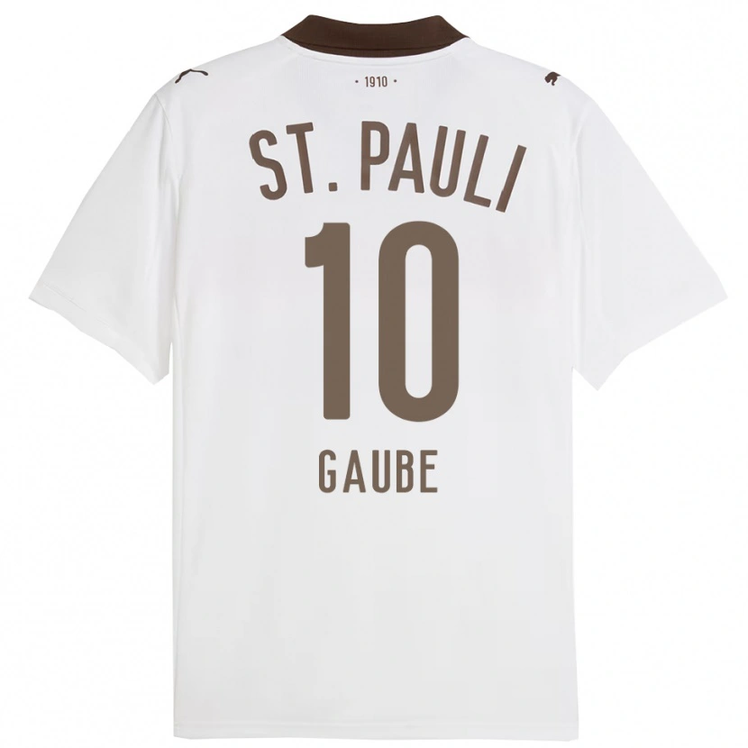 Danxen Kinderen Bastian Gaube #10 Wit Rood Uitshirt Uittenue 2025/26 T-Shirt