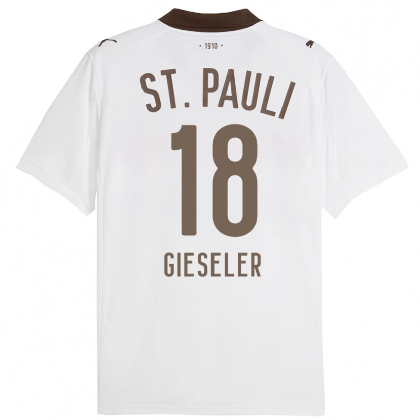 Danxen Kinderen Madeline Gieseler #18 Wit Rood Uitshirt Uittenue 2025/26 T-Shirt