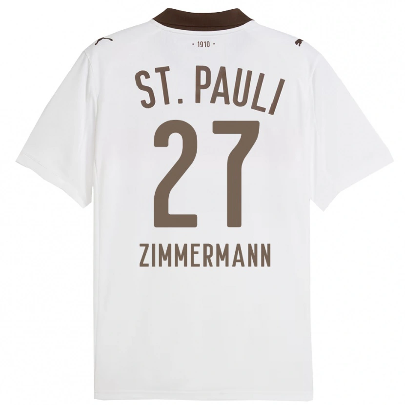Danxen Kinderen Tara Zimmermann #27 Wit Rood Uitshirt Uittenue 2025/26 T-Shirt