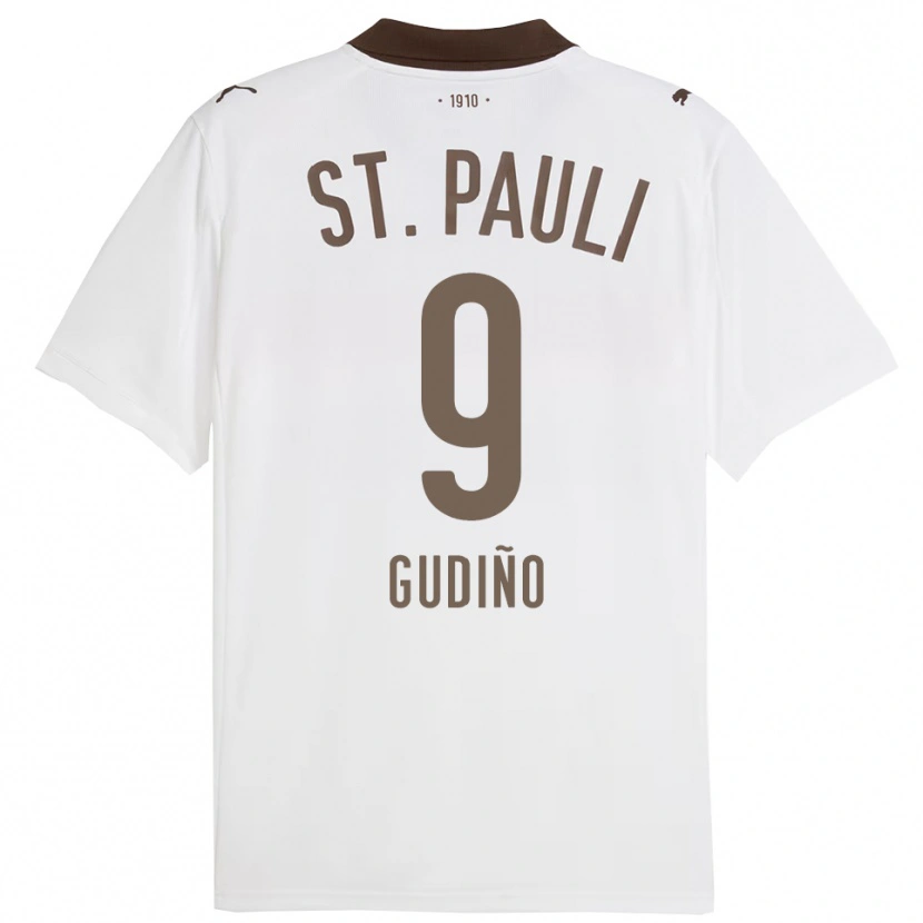 Danxen Kinderen Alberto Gudiño #9 Wit Rood Uitshirt Uittenue 2025/26 T-Shirt