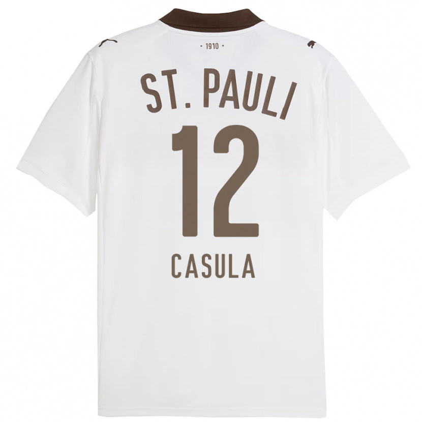 Danxen Kinderen David Casula #12 Wit Rood Uitshirt Uittenue 2025/26 T-Shirt