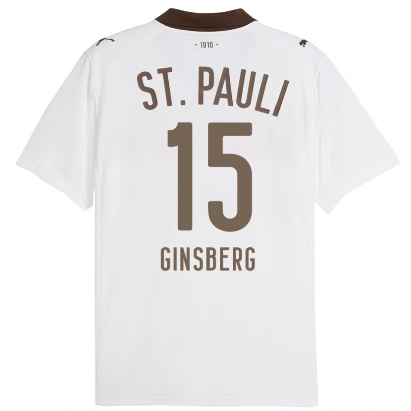 Danxen Kinderen Pauline Ginsberg #15 Wit Rood Uitshirt Uittenue 2025/26 T-Shirt