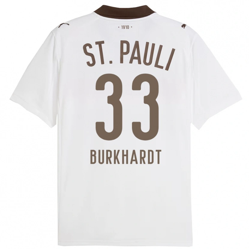 Danxen Kinderen Jannik Burkhardt #33 Wit Rood Uitshirt Uittenue 2025/26 T-Shirt