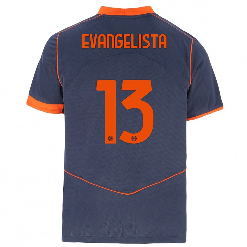 Danxen Kinderen Edoardo Evangelista #13 Grijs Oranje Thuisshirt Derde Tenue 2025/26 T-Shirt