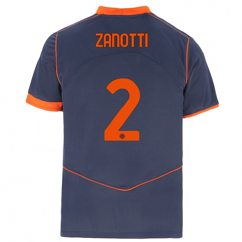 Danxen Kinderen Mattia Zanotti #2 Grijs Oranje Thuisshirt Derde Tenue 2025/26 T-Shirt