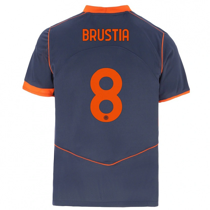 Danxen Kinderen Martina Brustia #8 Grijs Oranje Thuisshirt Derde Tenue 2025/26 T-Shirt